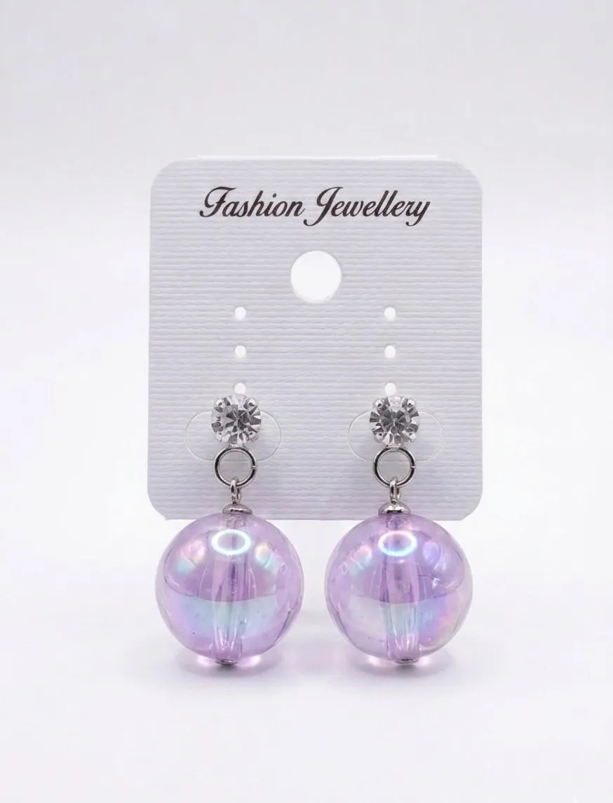 Lavender Round Drop Earrings for Women & Girls 
