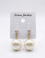 Elegant Rhinestone White Pearl Drops for Women &amp; Girls