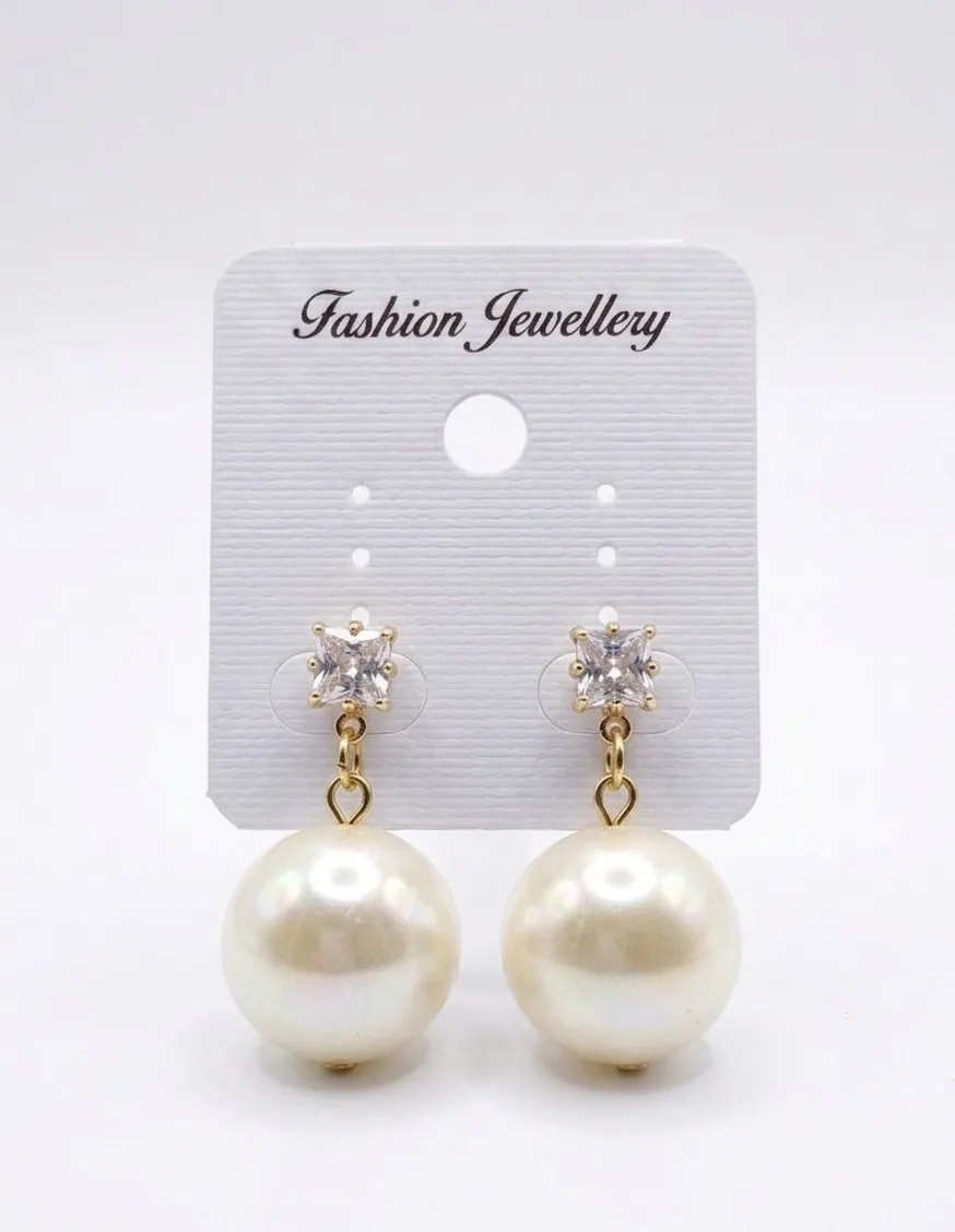 Elegant Rhinestone White Pearl Drops for Women & Girls