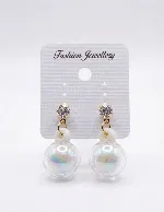 Clear Globe Pearl Drop Earring for Womens &amp; Girls