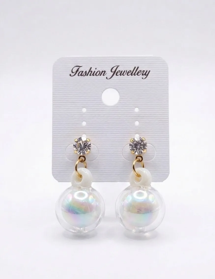 Clear Globe Pearl Drop Earring for Womens & Girls