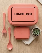 Pink Lunch Box with Spoon &amp; Forks