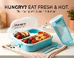 Hungry Lunch Box with Water Bottle &amp; Spoon, Fork