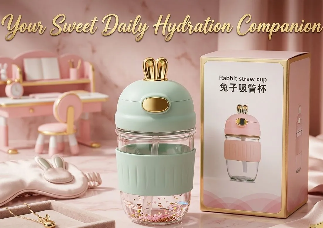 Cute Rabbit Ear Baby Glsss Sipper for Babies 