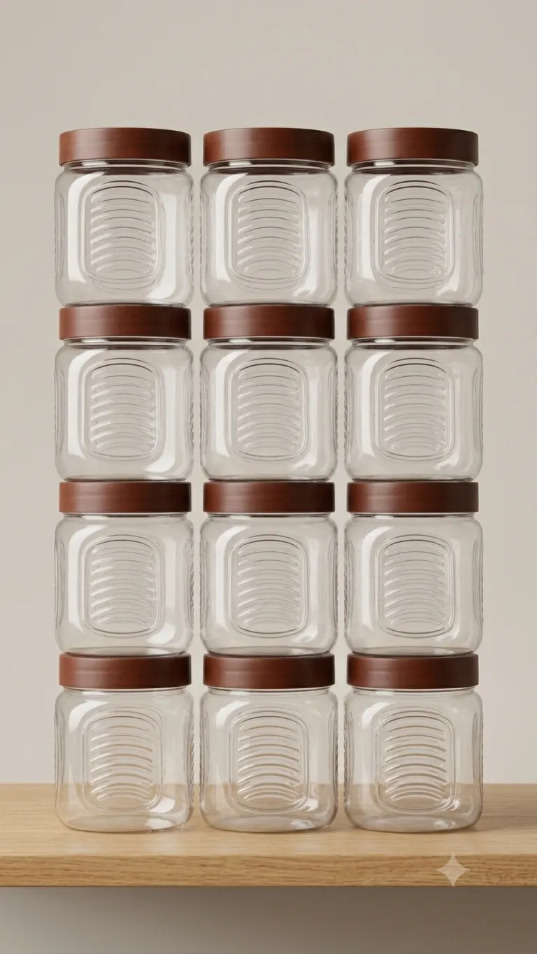 Transparent Jars for the spices ( Pack of 12 )